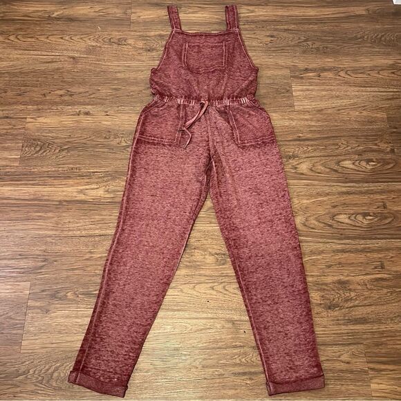 Pink Rose Jumper Jumpsuit Romper Heathered Burgandy size Medium - Picture 2 of 11